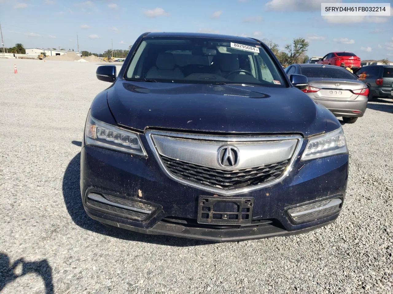 2015 Acura Mdx Technology VIN: 5FRYD4H61FB032214 Lot: 80295084