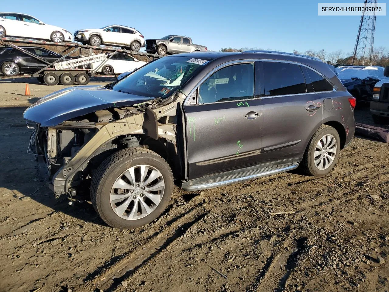 2015 Acura Mdx Technology VIN: 5FRYD4H48FB009026 Lot: 80324174