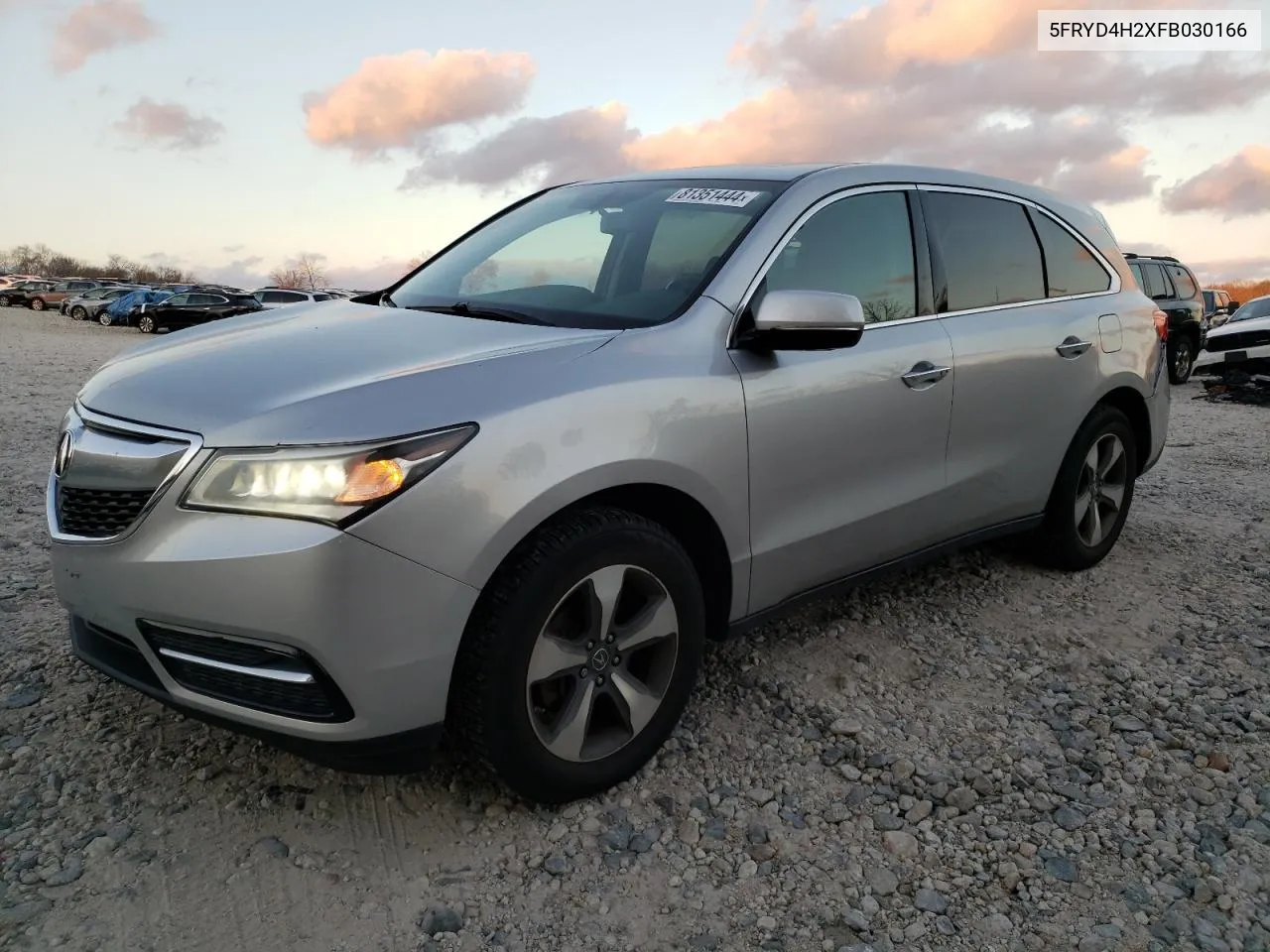 2015 Acura Mdx VIN: 5FRYD4H2XFB030166 Lot: 81351444