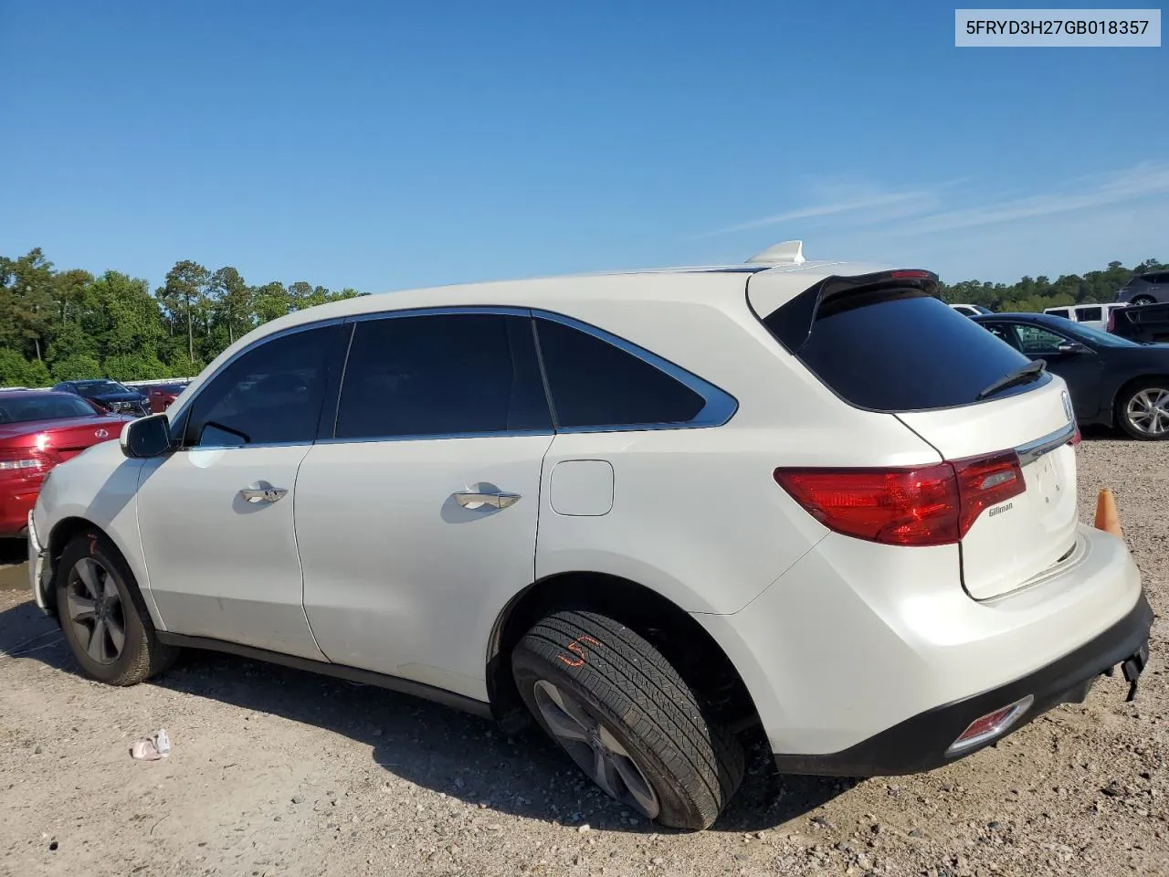 2016 Acura Mdx VIN: 5FRYD3H27GB018357 Lot: 51842464