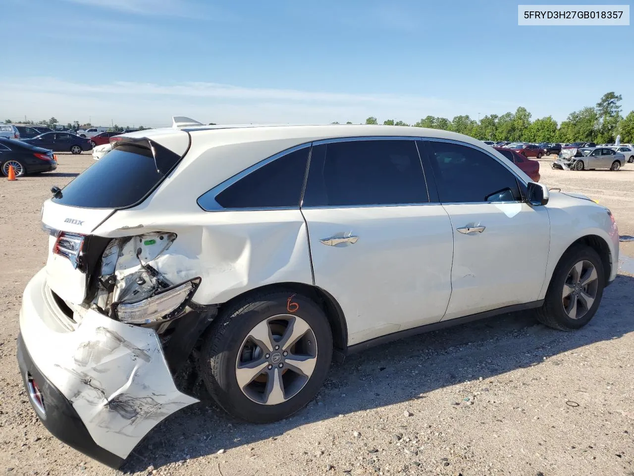 2016 Acura Mdx VIN: 5FRYD3H27GB018357 Lot: 51842464