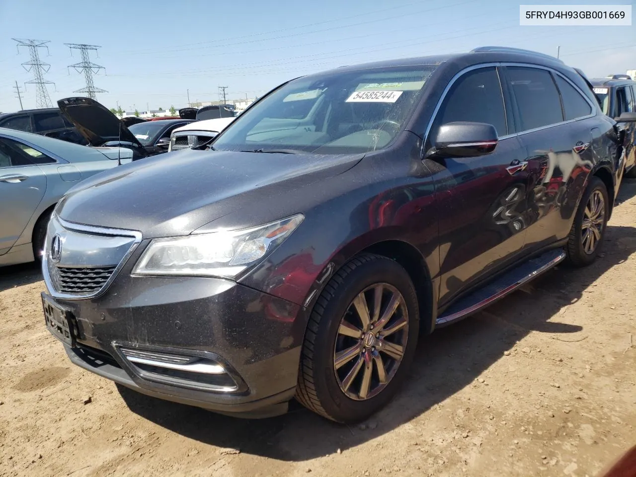 2016 Acura Mdx Advance VIN: 5FRYD4H93GB001669 Lot: 54585244