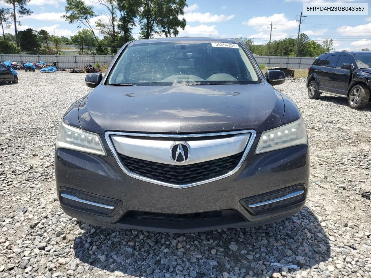 2016 Acura Mdx VIN: 5FRYD4H23GB043567 Lot: 55356954