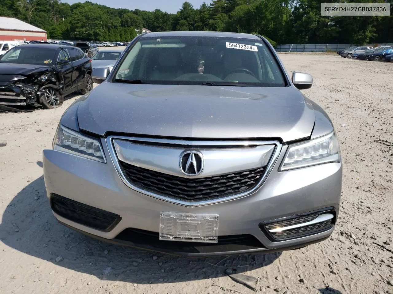 2016 Acura Mdx VIN: 5FRYD4H27GB037836 Lot: 59472354