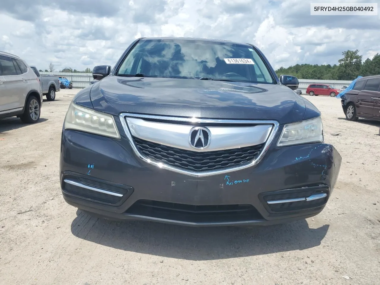 2016 Acura Mdx VIN: 5FRYD4H25GB040492 Lot: 61361634