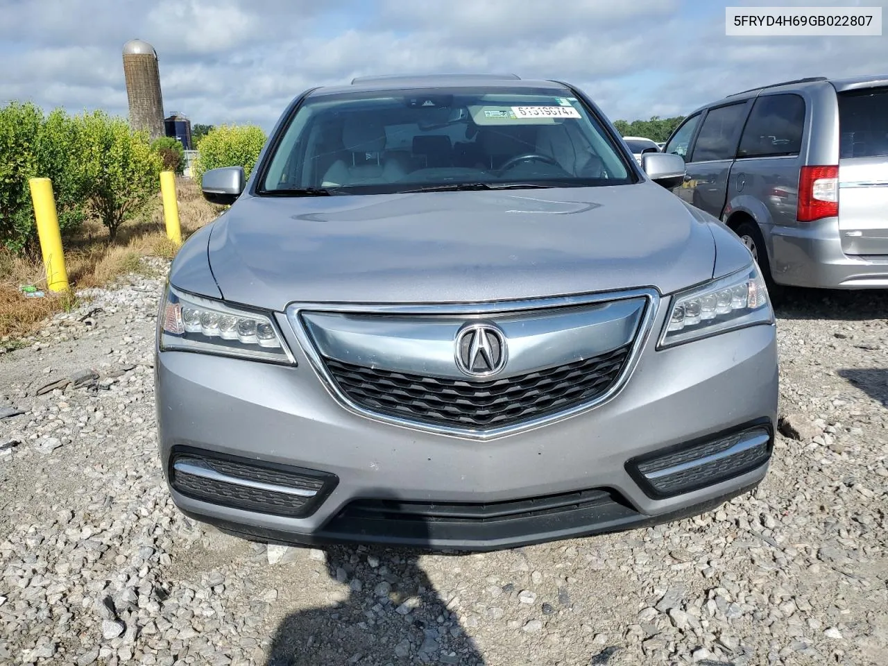 2016 Acura Mdx Technology VIN: 5FRYD4H69GB022807 Lot: 61519674