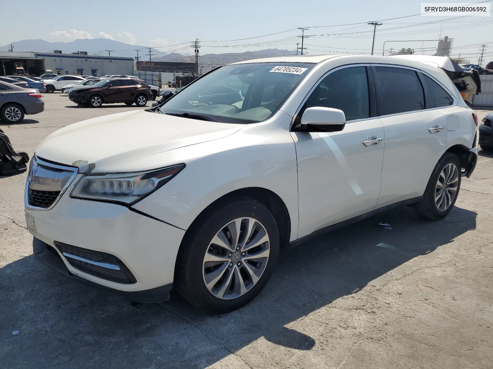 2016 Acura Mdx Technology VIN: 5FRYD3H68GB006592 Lot: 64705234