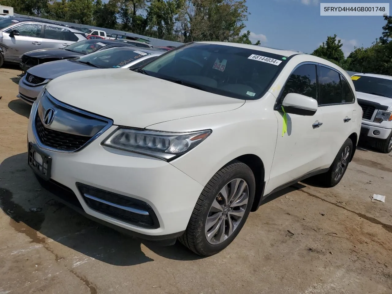 2016 Acura Mdx Technology VIN: 5FRYD4H44GB001748 Lot: 68144034