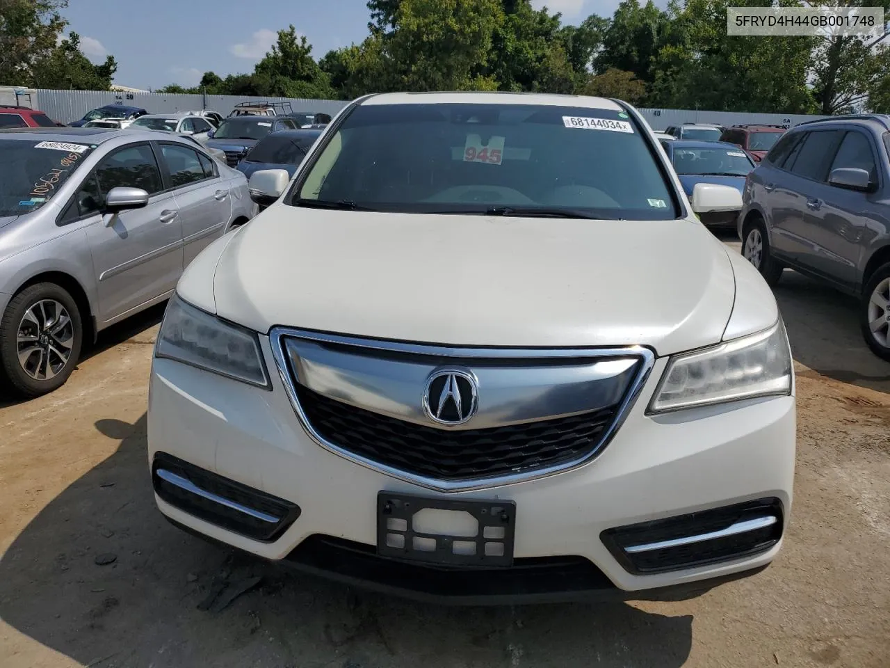 2016 Acura Mdx Technology VIN: 5FRYD4H44GB001748 Lot: 68144034