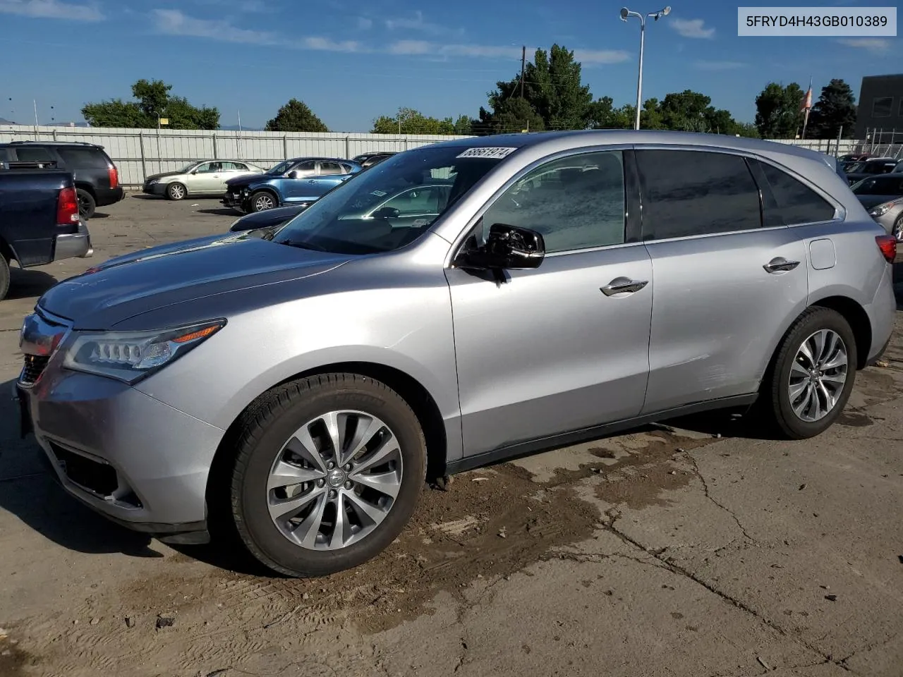 2016 Acura Mdx Technology VIN: 5FRYD4H43GB010389 Lot: 68661974