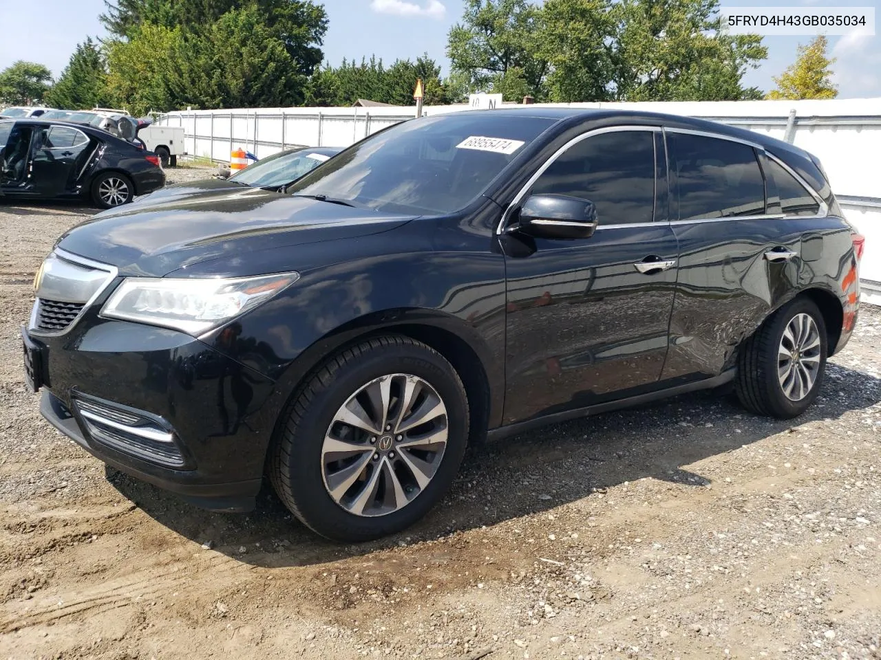 2016 Acura Mdx Technology VIN: 5FRYD4H43GB035034 Lot: 68955474