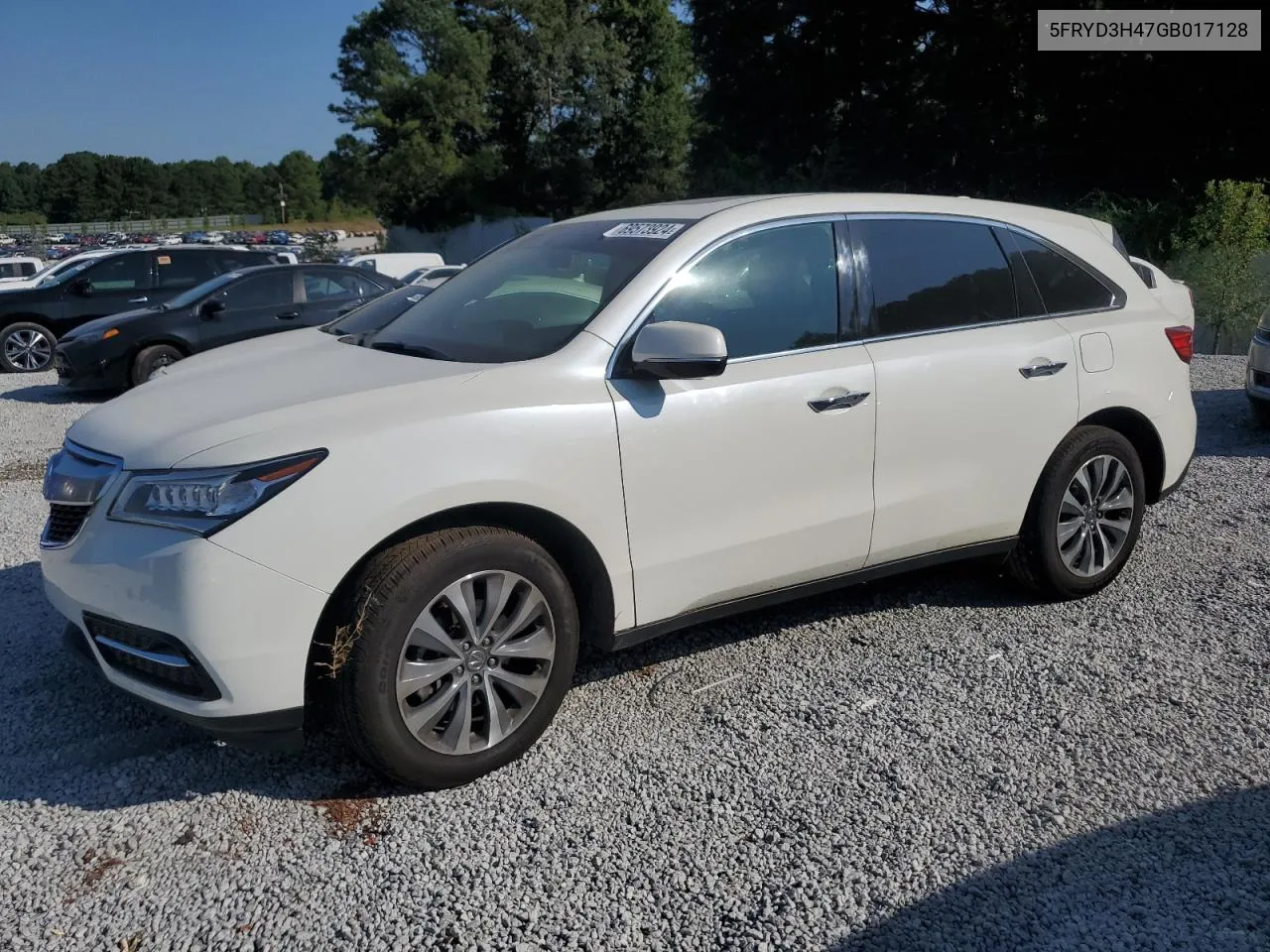 2016 Acura Mdx Technology VIN: 5FRYD3H47GB017128 Lot: 69573924