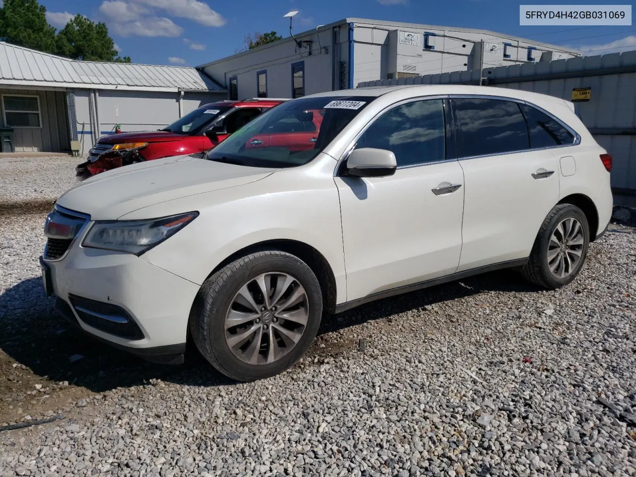 2016 Acura Mdx Technology VIN: 5FRYD4H42GB031069 Lot: 69677204