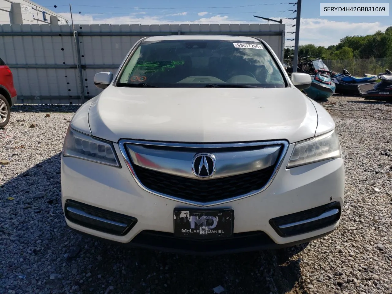 2016 Acura Mdx Technology VIN: 5FRYD4H42GB031069 Lot: 69677204