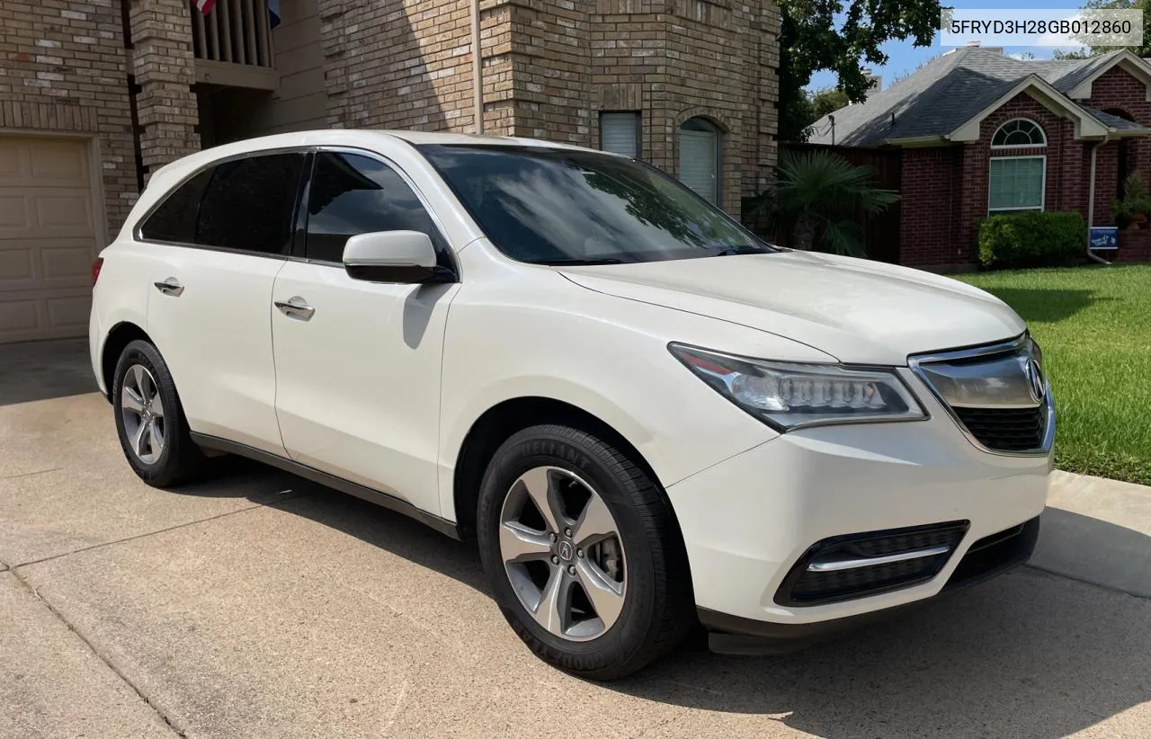 2016 Acura Mdx VIN: 5FRYD3H28GB012860 Lot: 70805884