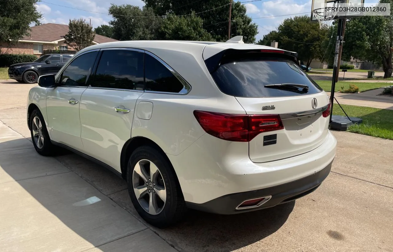 2016 Acura Mdx VIN: 5FRYD3H28GB012860 Lot: 70805884