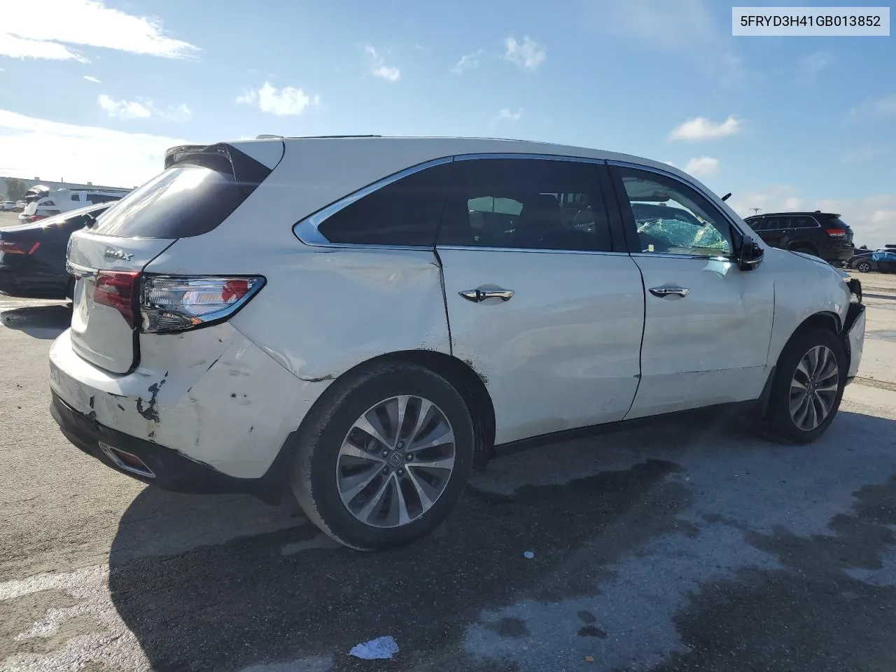 2016 Acura Mdx Technology VIN: 5FRYD3H41GB013852 Lot: 70907714