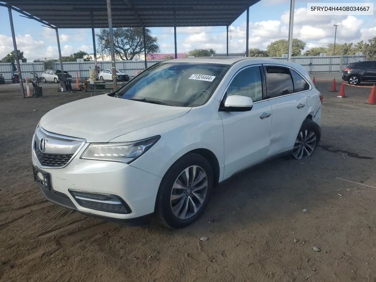 2016 Acura Mdx Technology VIN: 5FRYD4H44GB034667 Lot: 71324444