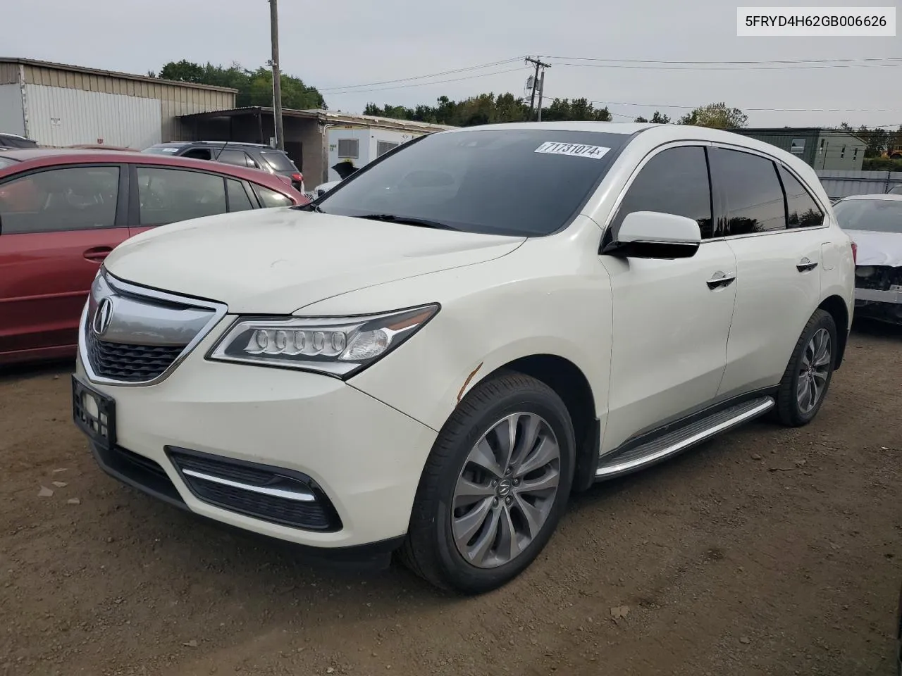 2016 Acura Mdx Technology VIN: 5FRYD4H62GB006626 Lot: 71731074