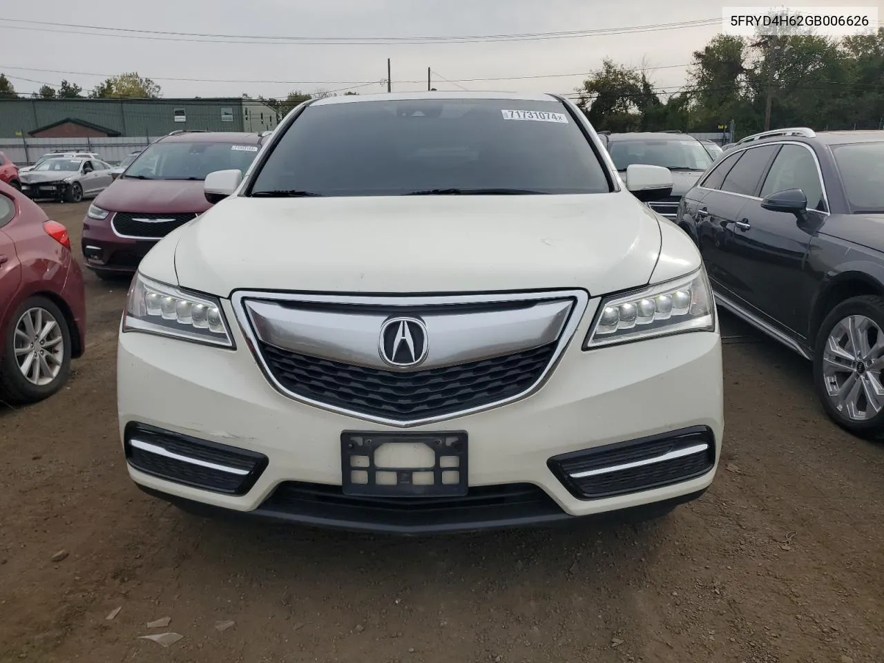 2016 Acura Mdx Technology VIN: 5FRYD4H62GB006626 Lot: 71731074