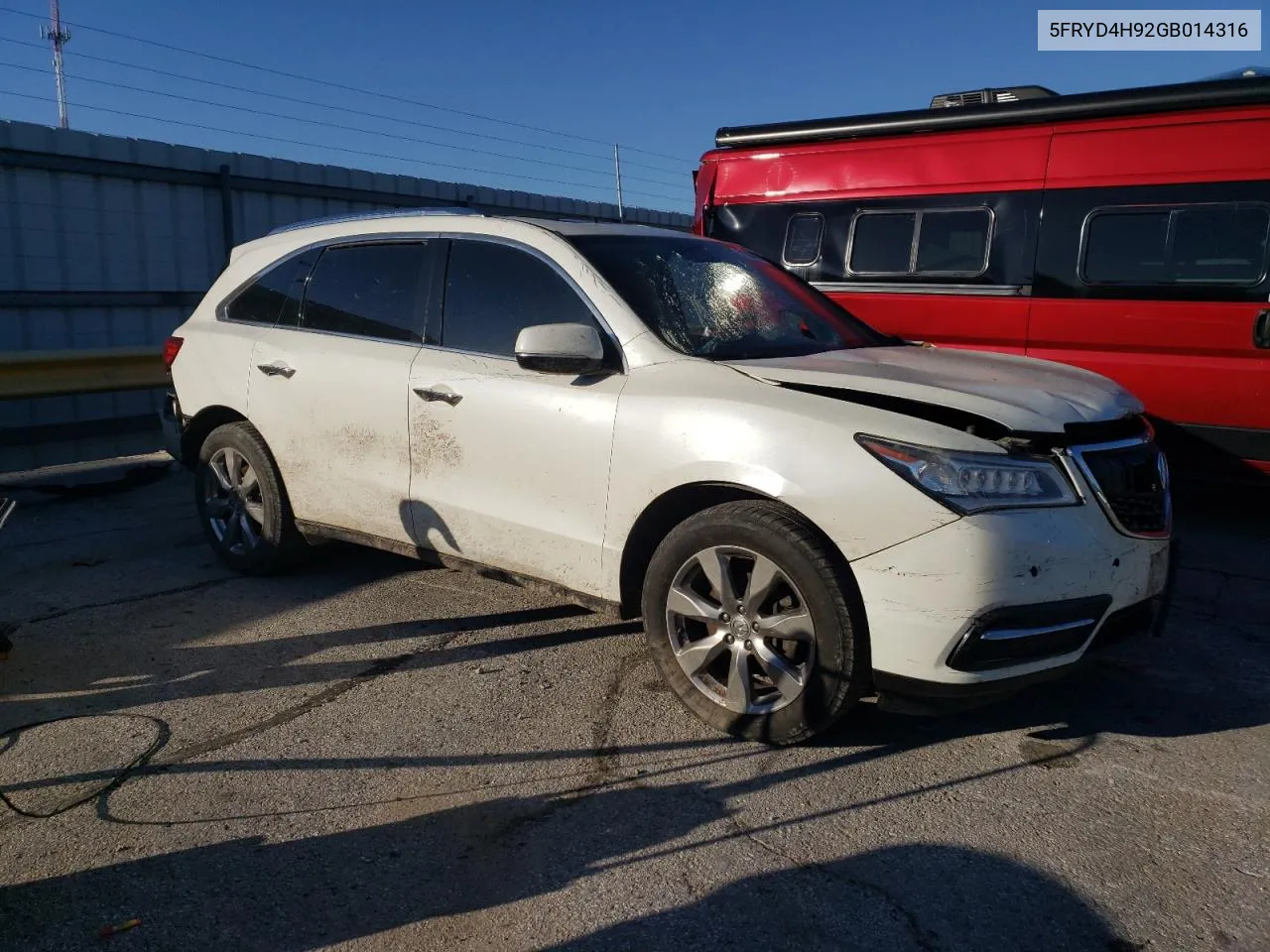 2016 Acura Mdx Advance VIN: 5FRYD4H92GB014316 Lot: 71984494