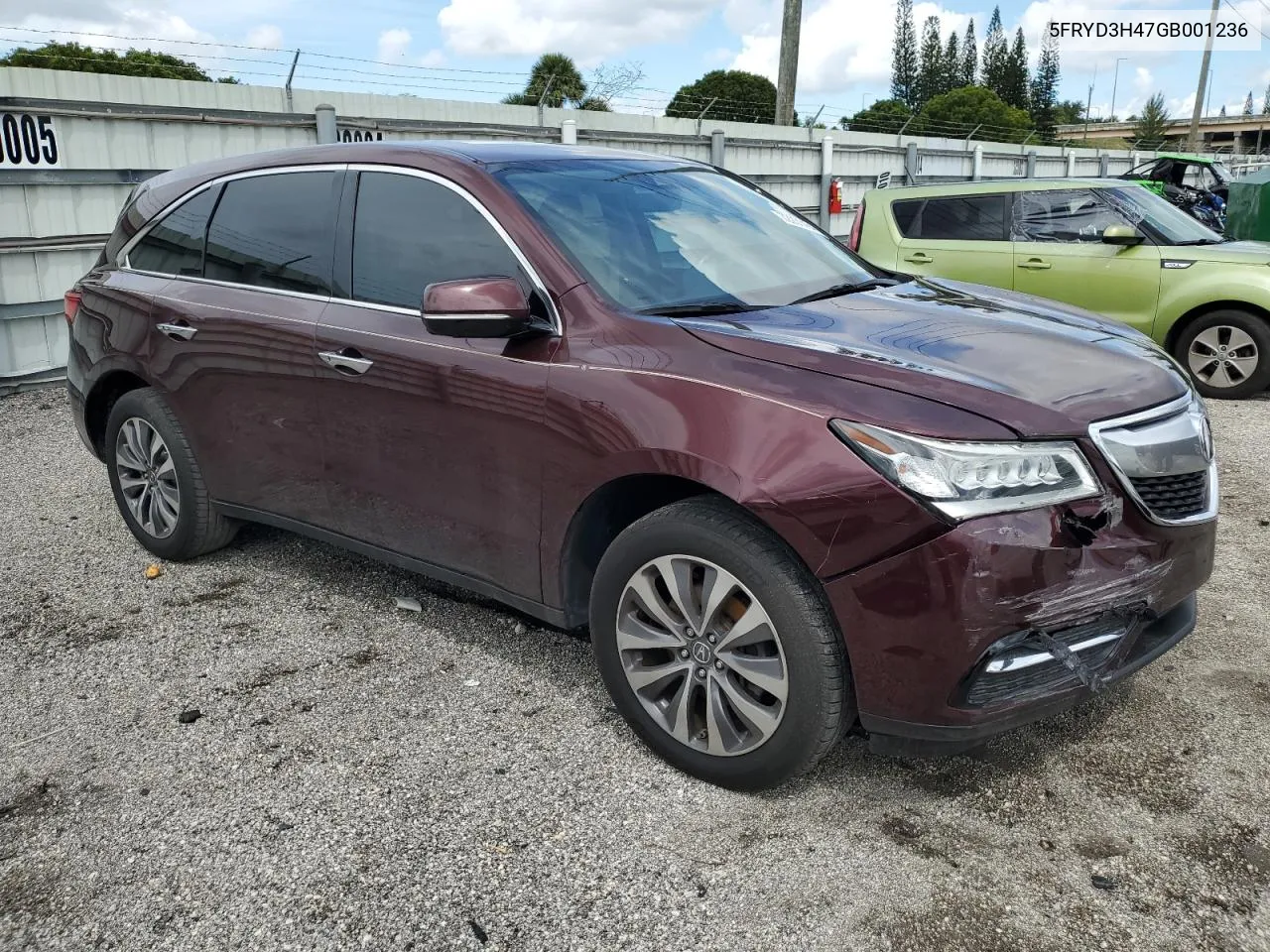 2016 Acura Mdx Technology VIN: 5FRYD3H47GB001236 Lot: 72231464