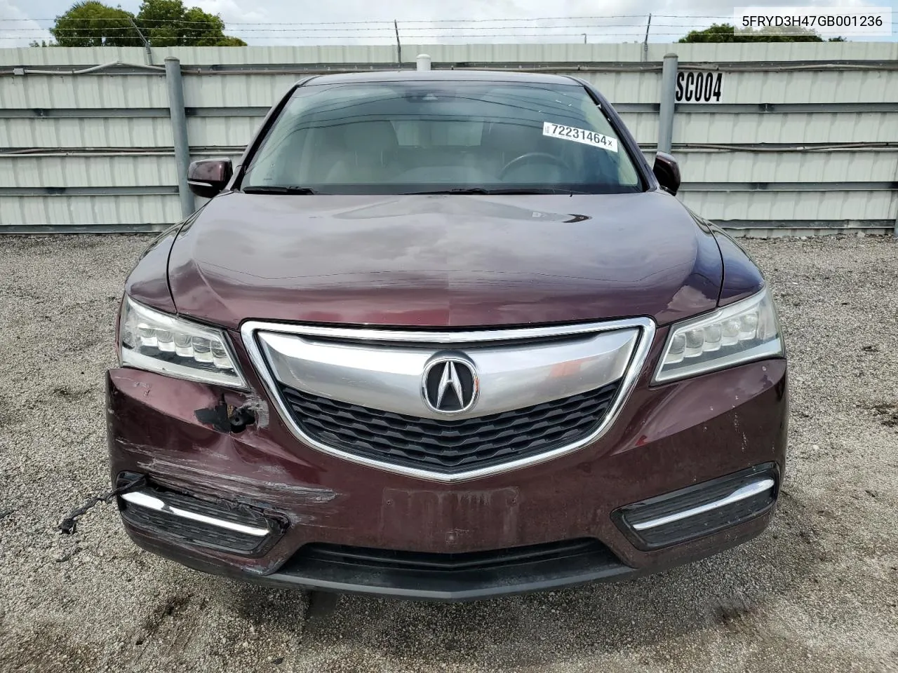 2016 Acura Mdx Technology VIN: 5FRYD3H47GB001236 Lot: 72231464