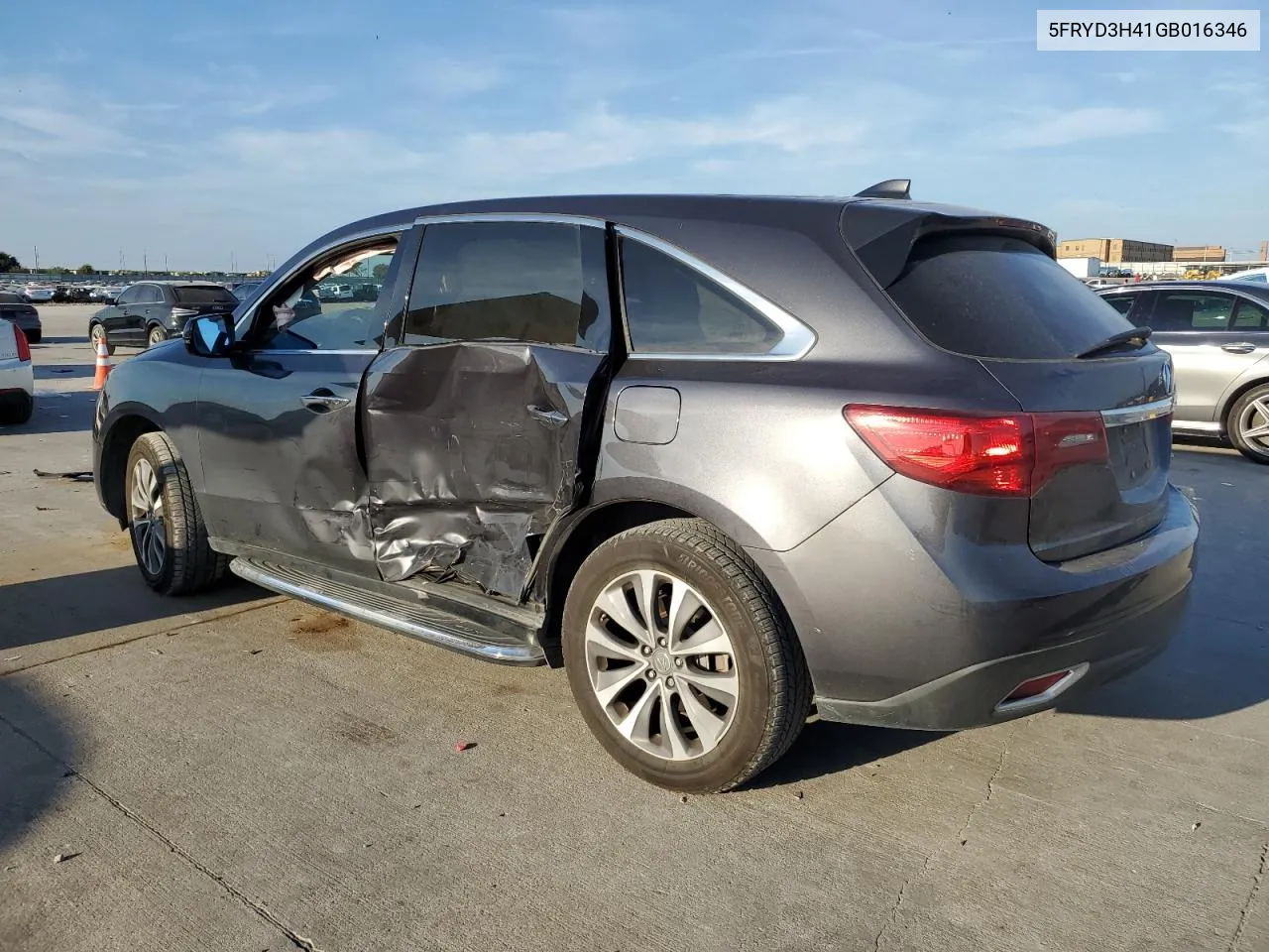 2016 Acura Mdx Technology VIN: 5FRYD3H41GB016346 Lot: 72695504