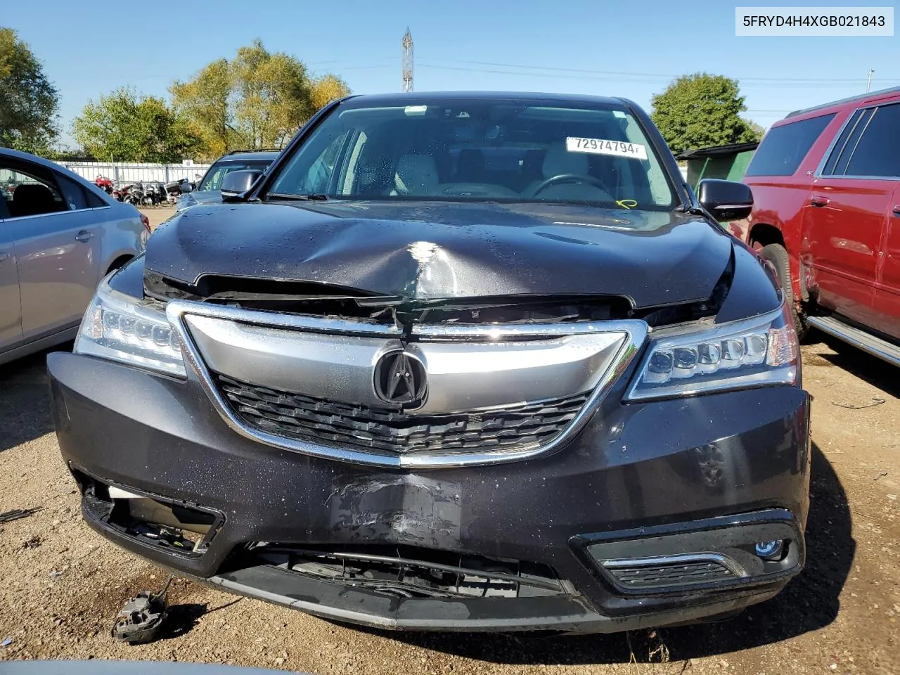 2016 Acura Mdx Technology VIN: 5FRYD4H4XGB021843 Lot: 72974794