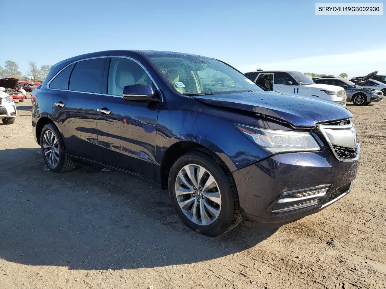 2016 Acura Mdx Technology VIN: 5FRYD4H49GB002930 Lot: 73407454