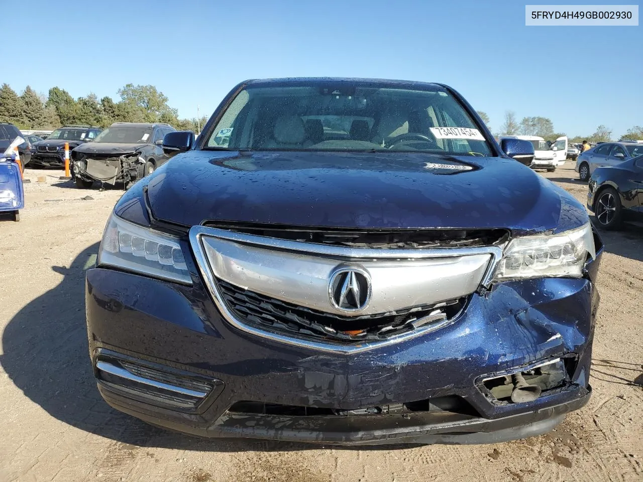 2016 Acura Mdx Technology VIN: 5FRYD4H49GB002930 Lot: 73407454