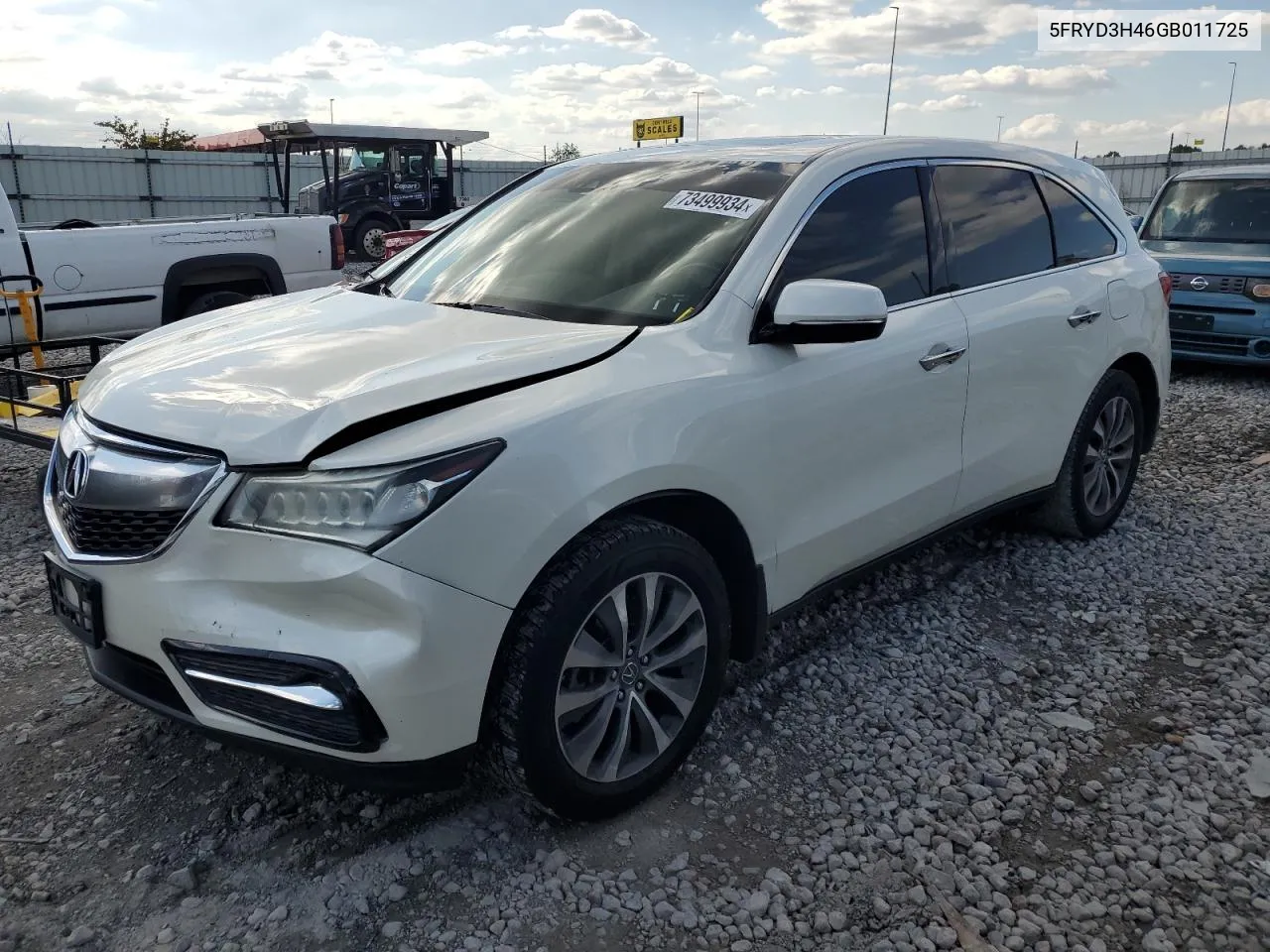 2016 Acura Mdx Technology VIN: 5FRYD3H46GB011725 Lot: 73499934