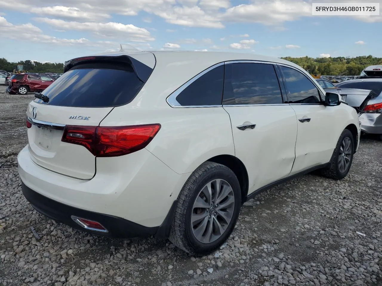 2016 Acura Mdx Technology VIN: 5FRYD3H46GB011725 Lot: 73499934