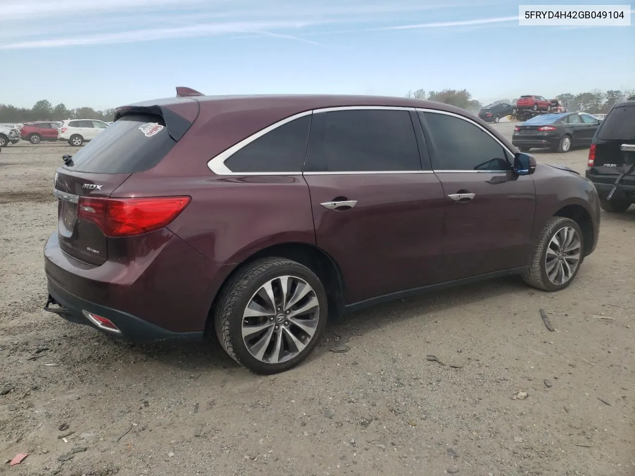 2016 Acura Mdx Technology VIN: 5FRYD4H42GB049104 Lot: 73659434