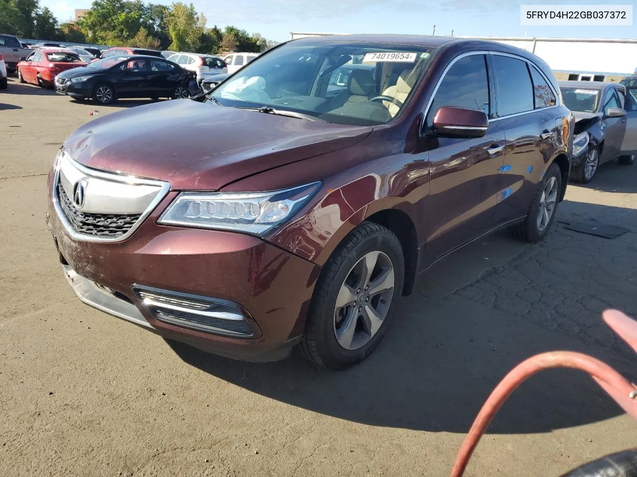 2016 Acura Mdx VIN: 5FRYD4H22GB037372 Lot: 74019654