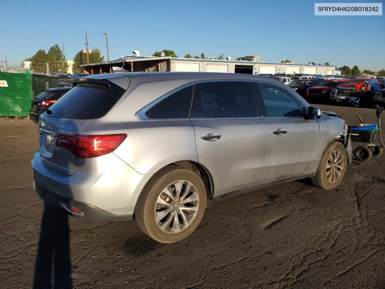 2016 Acura Mdx Technology VIN: 5FRYD4H42GB018242 Lot: 74027614