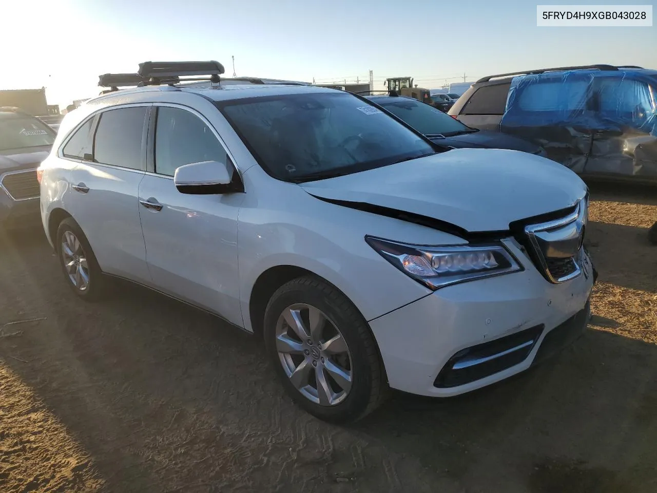 2016 Acura Mdx Advance VIN: 5FRYD4H9XGB043028 Lot: 74102854