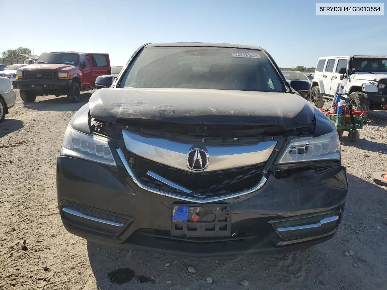 2016 Acura Mdx Technology VIN: 5FRYD3H44GB013554 Lot: 74218534