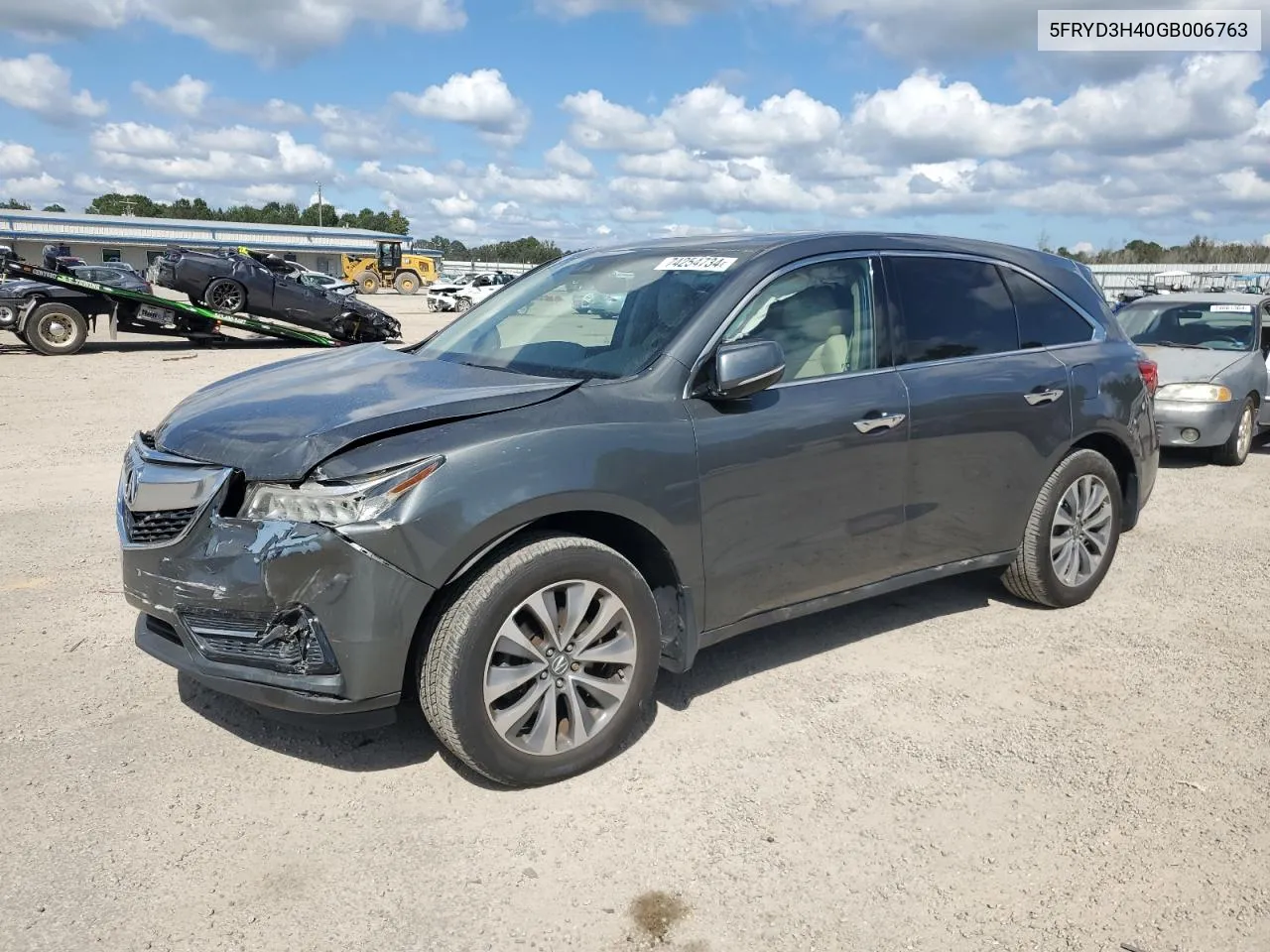 2016 Acura Mdx Technology VIN: 5FRYD3H40GB006763 Lot: 74254734