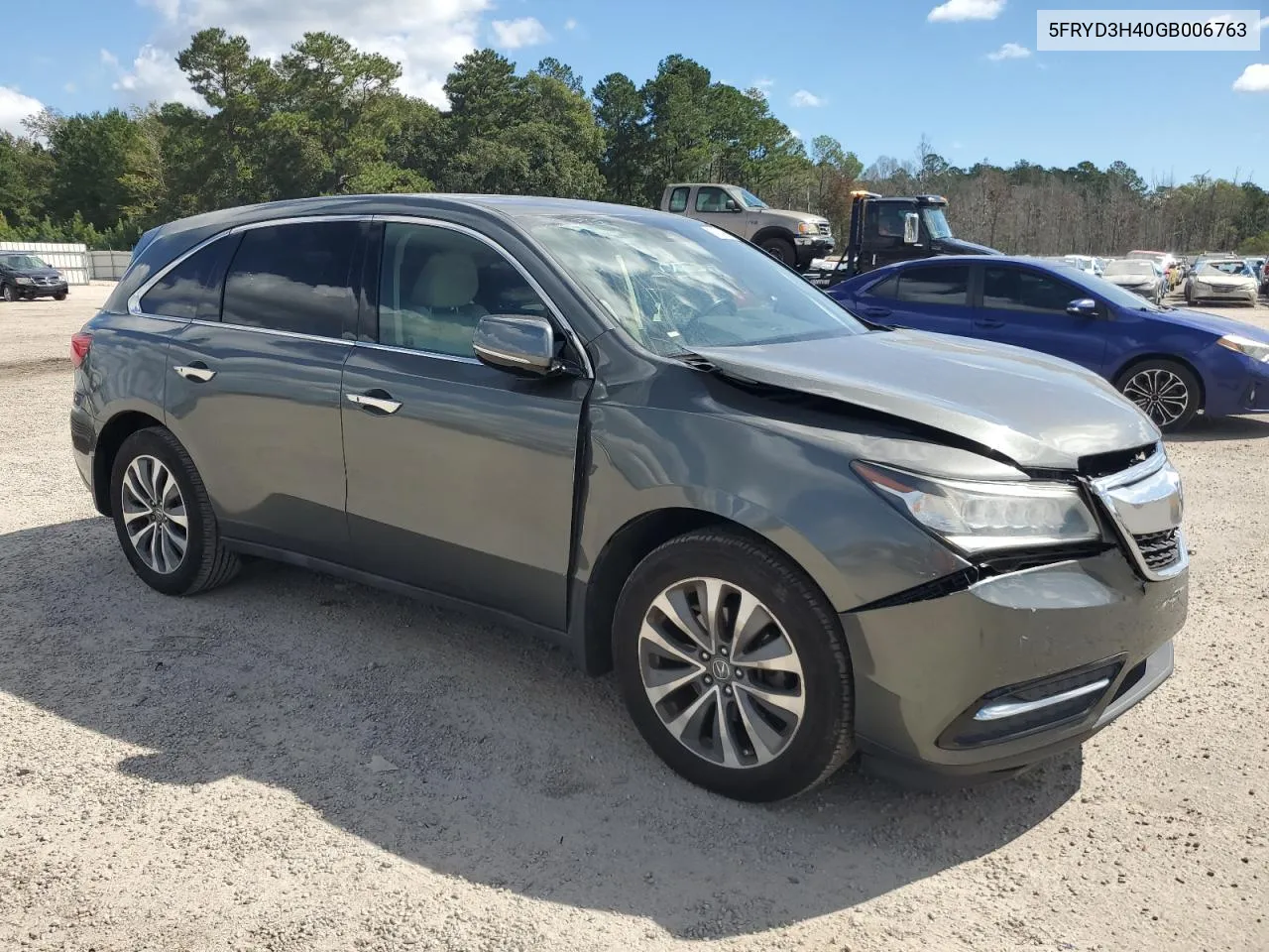 2016 Acura Mdx Technology VIN: 5FRYD3H40GB006763 Lot: 74254734