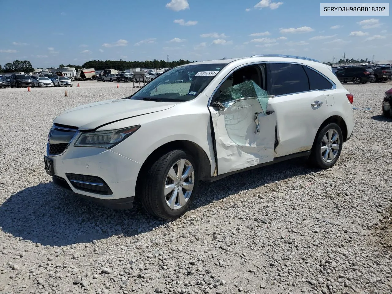 2016 Acura Mdx Advance VIN: 5FRYD3H98GB018302 Lot: 74260994