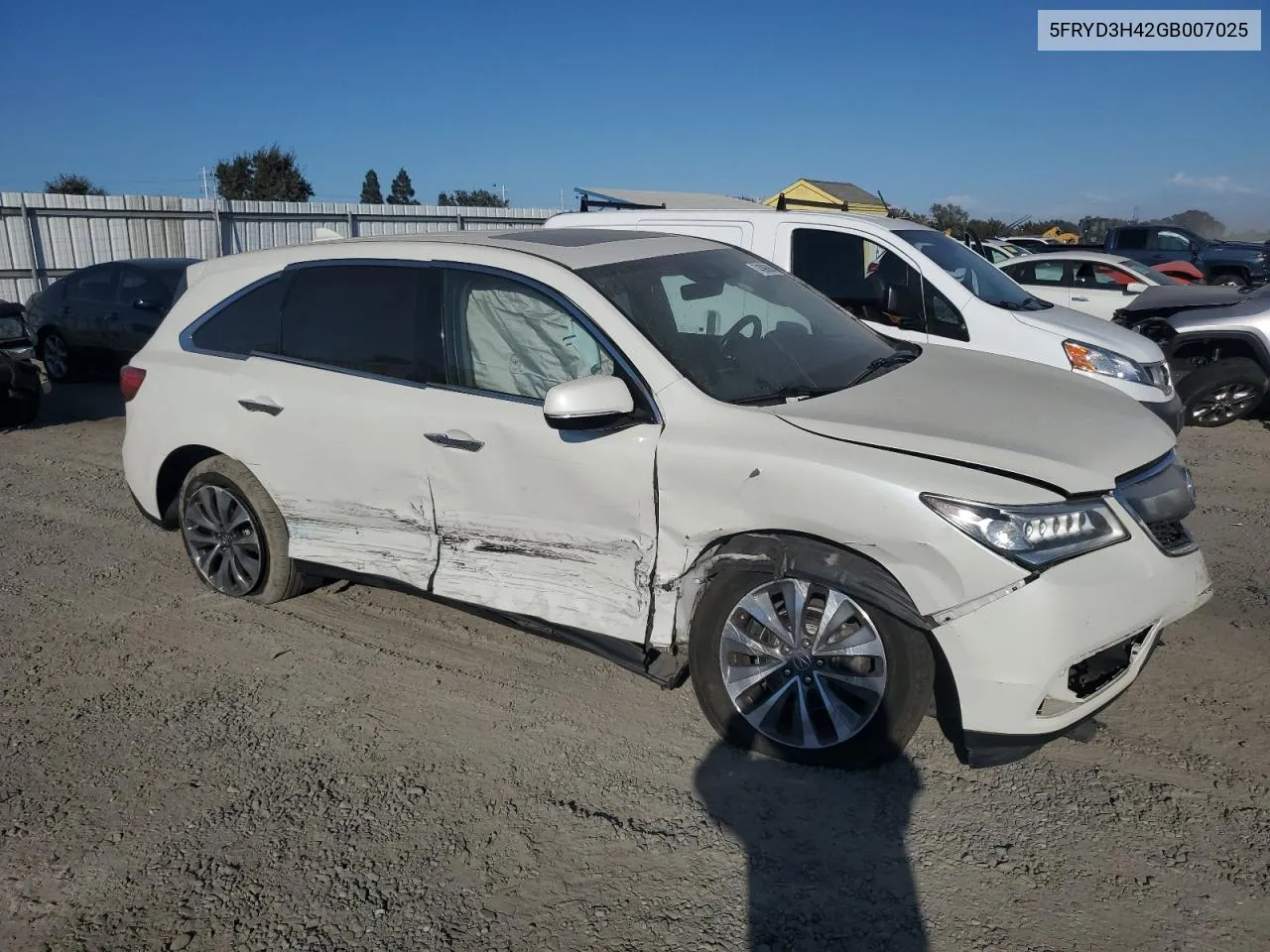 2016 Acura Mdx Technology VIN: 5FRYD3H42GB007025 Lot: 74396884