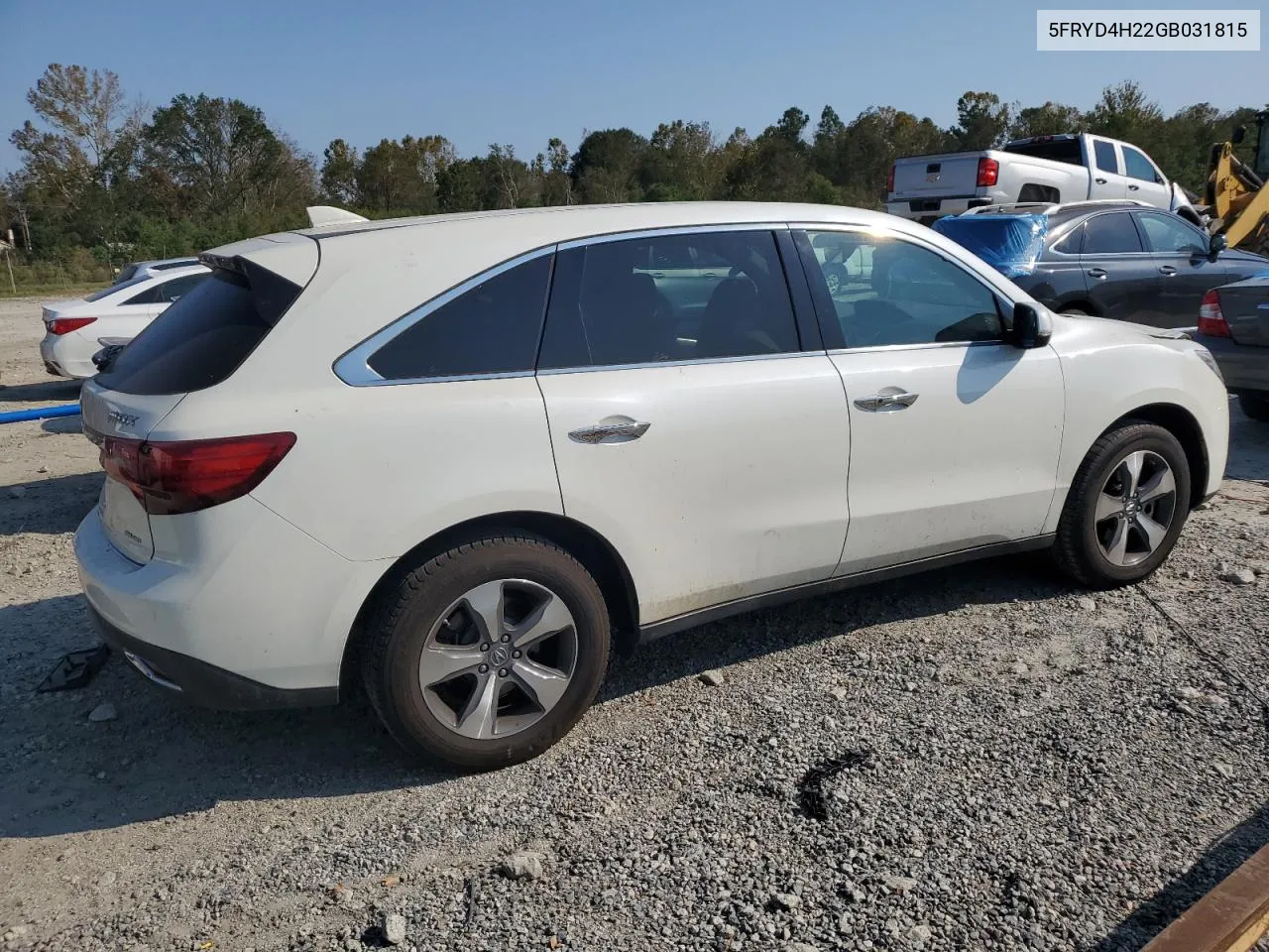 2016 Acura Mdx VIN: 5FRYD4H22GB031815 Lot: 74848504