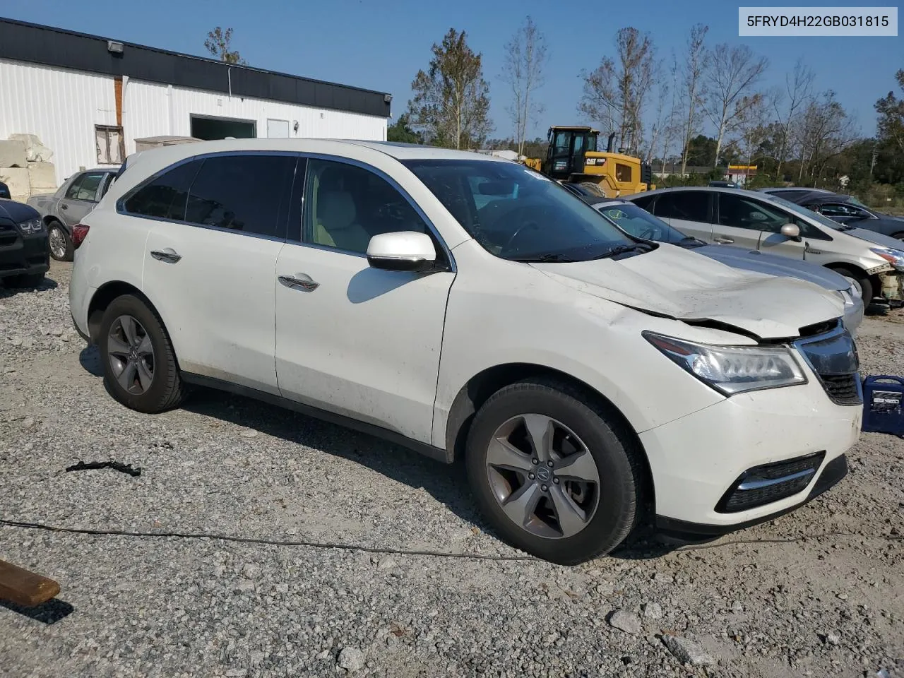 2016 Acura Mdx VIN: 5FRYD4H22GB031815 Lot: 74848504