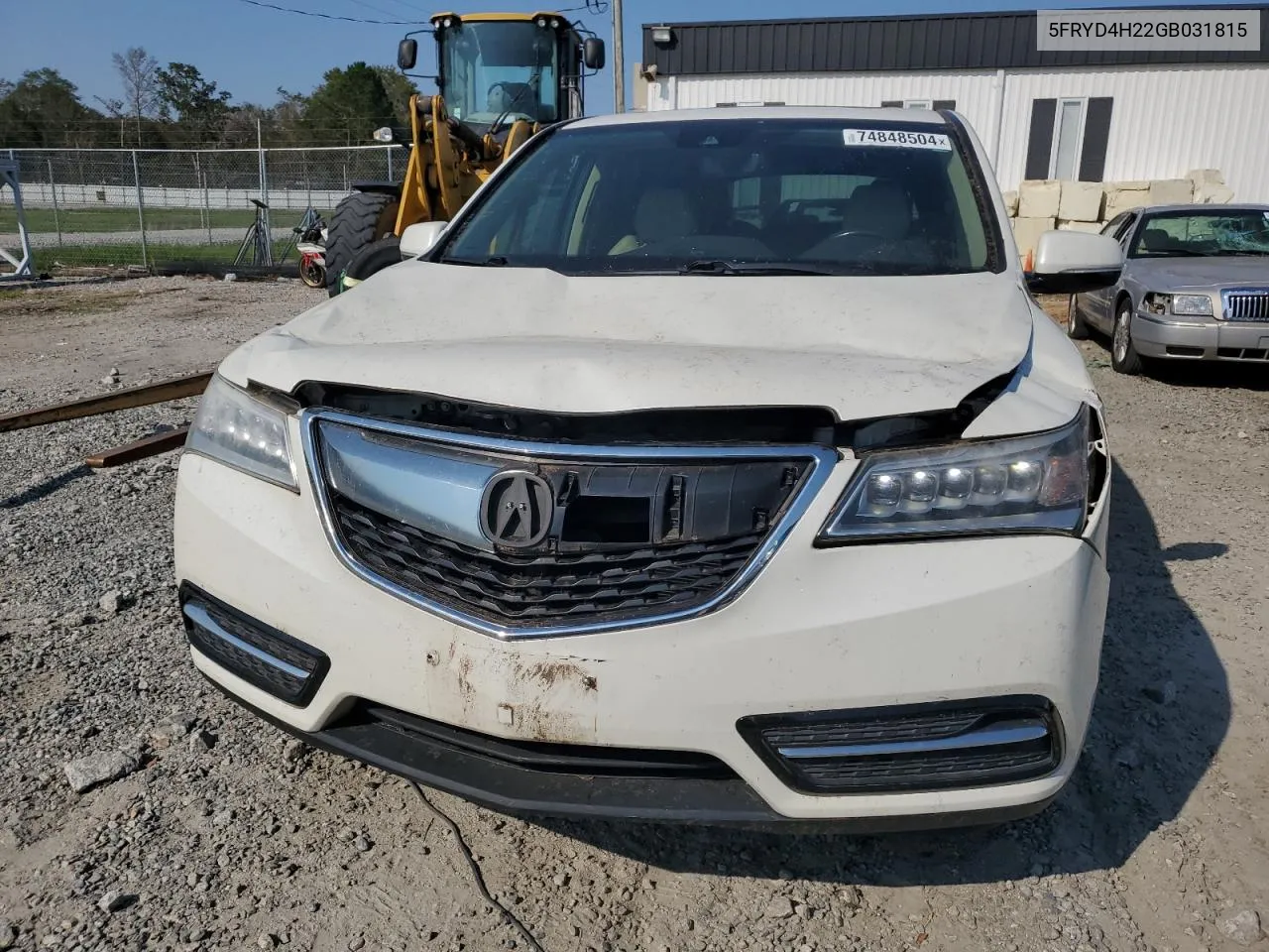 2016 Acura Mdx VIN: 5FRYD4H22GB031815 Lot: 74848504