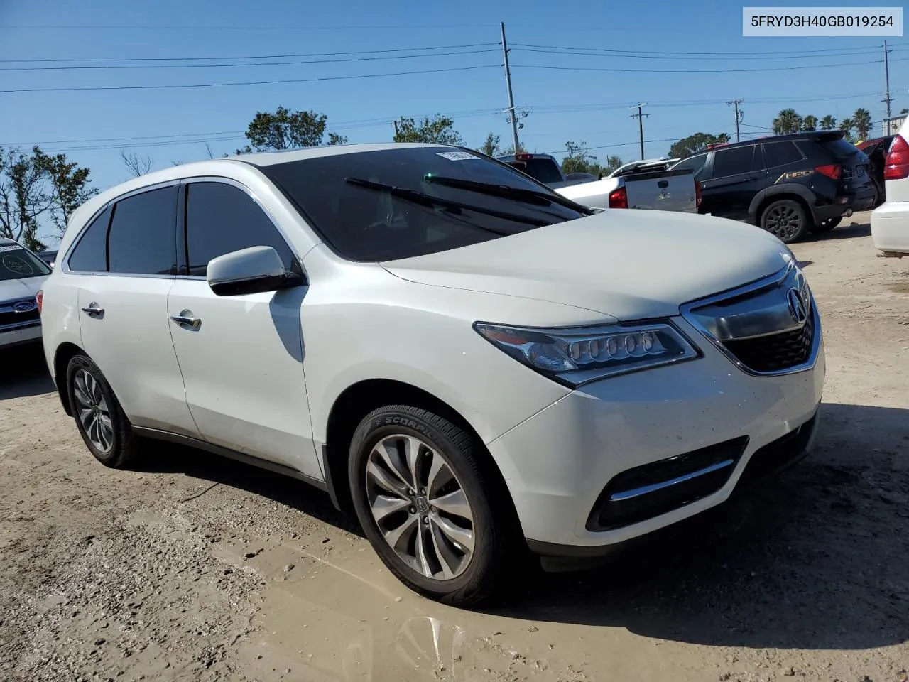 2016 Acura Mdx Technology VIN: 5FRYD3H40GB019254 Lot: 74980734