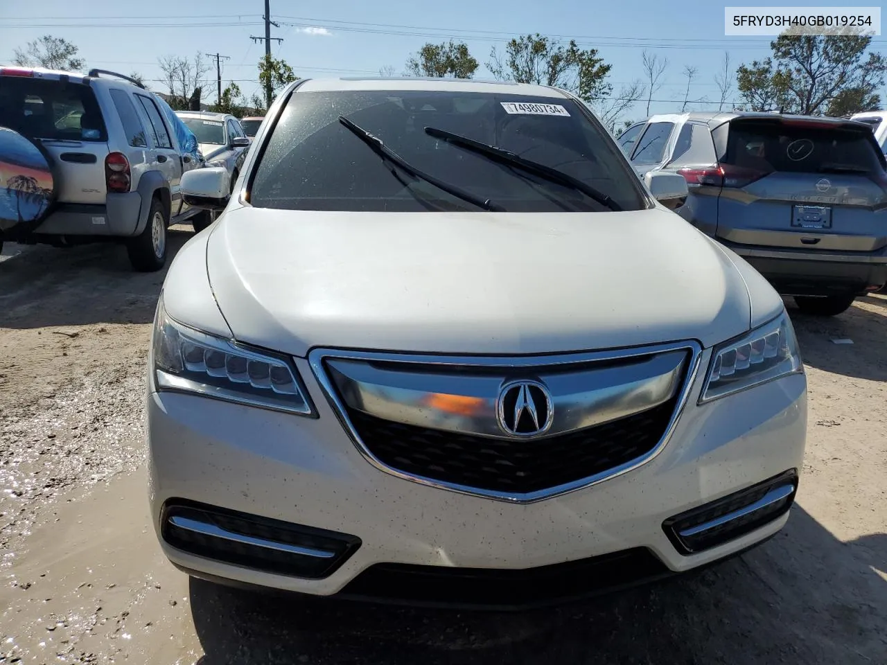 2016 Acura Mdx Technology VIN: 5FRYD3H40GB019254 Lot: 74980734