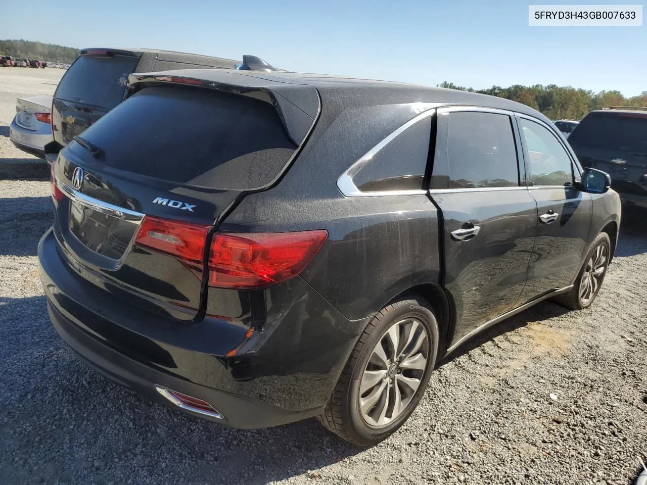 2016 Acura Mdx Technology VIN: 5FRYD3H43GB007633 Lot: 75054424