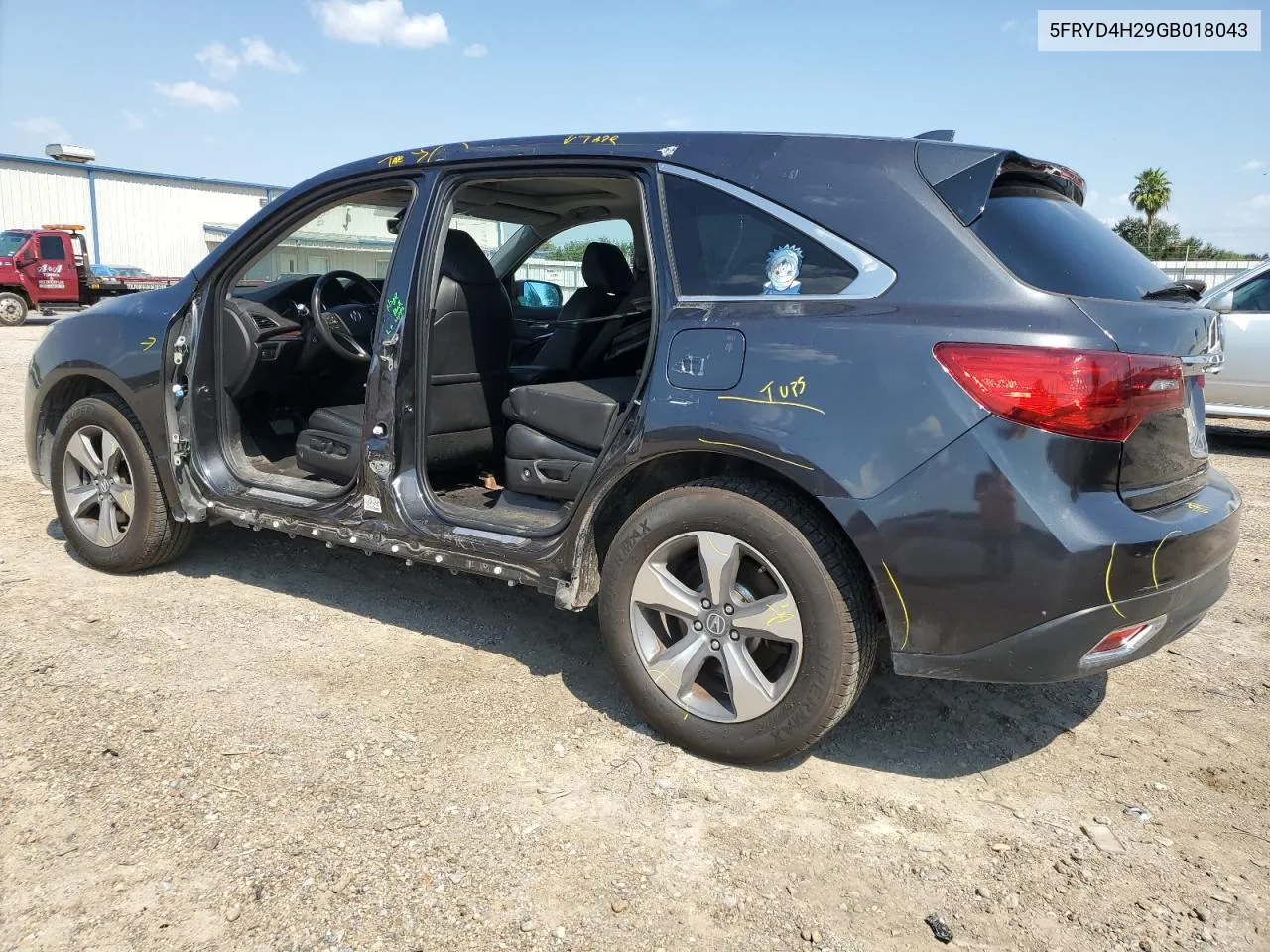 2016 Acura Mdx VIN: 5FRYD4H29GB018043 Lot: 75136004