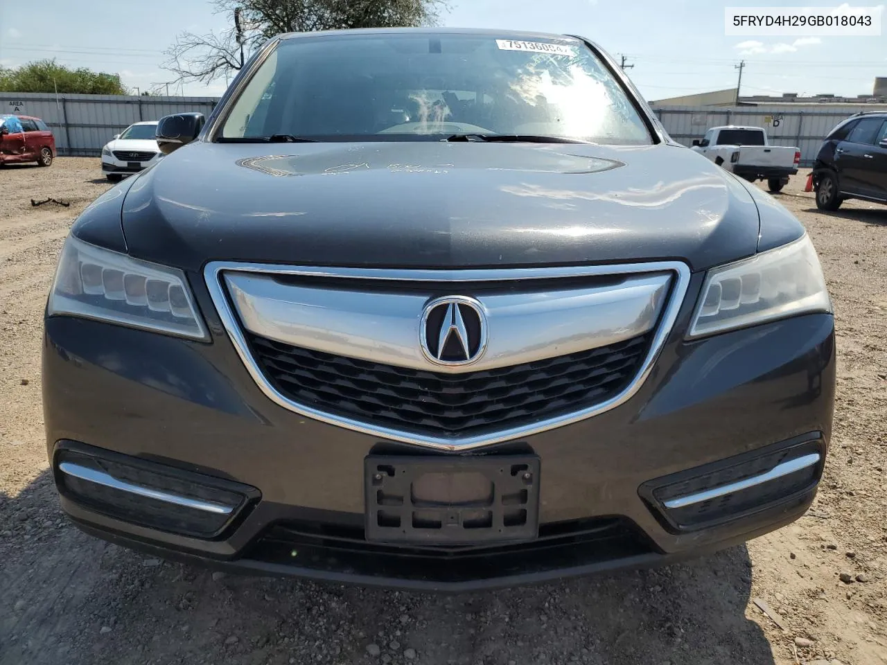 2016 Acura Mdx VIN: 5FRYD4H29GB018043 Lot: 75136004